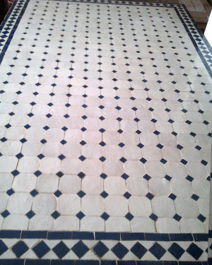 White and blue 2m Moroccan Mosaic Tiled Table