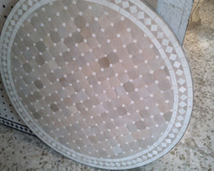 Beige and White 120cm Moroccan Mosaic Tiled Table