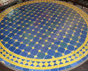 Blue and Yellow 120cm Moroccan Mosaic Tiled Table